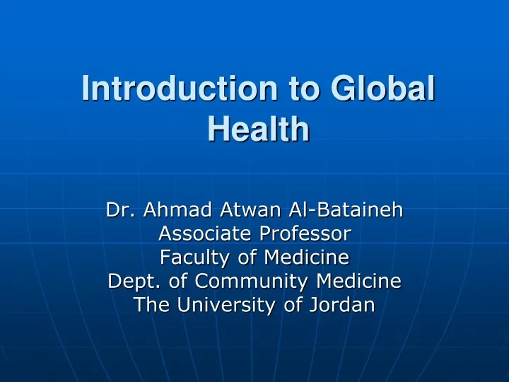 introduction to global health