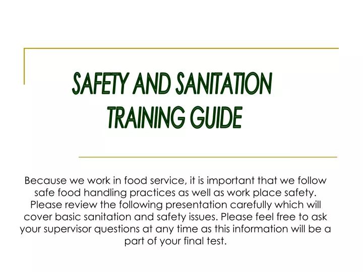 safety and sanitation training guide