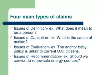 Four main types of claims