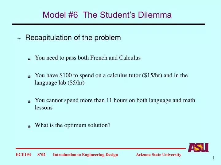 model 6 the student s dilemma