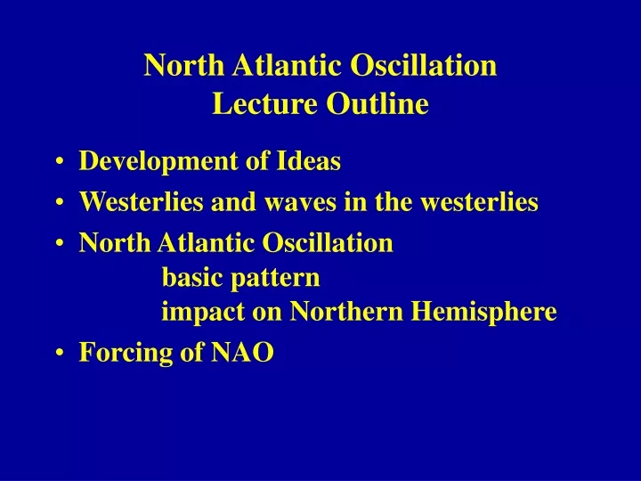 north atlantic oscillation lecture outline
