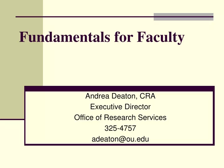 fundamentals for faculty