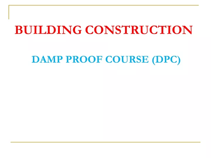 building construction damp proof course dpc