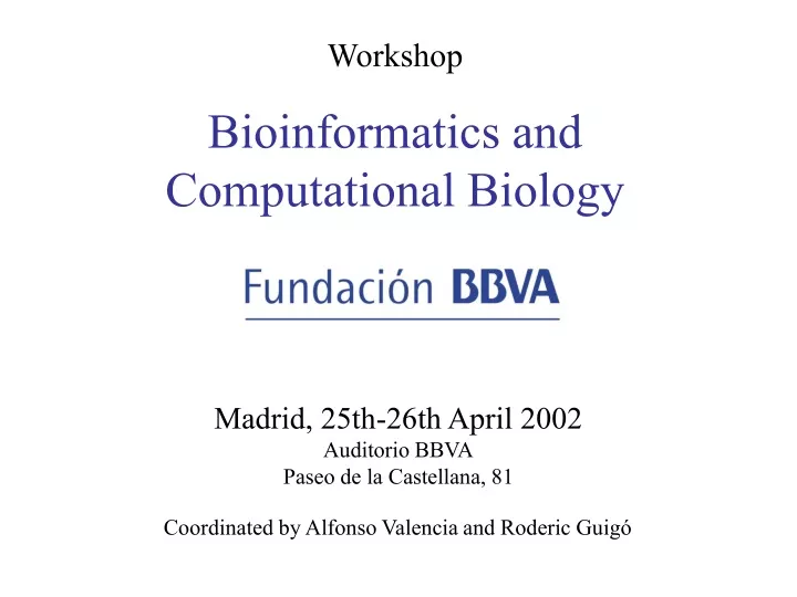 workshop bioinformatics and computational biology