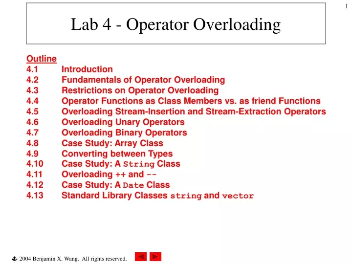 lab 4 operator overloading