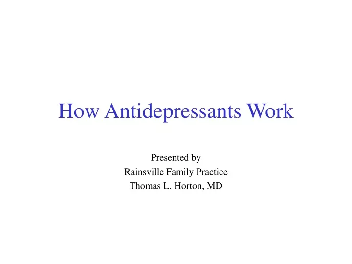 how antidepressants work