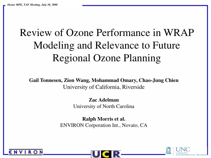 review of ozone performance in wrap modeling and relevance to future regional ozone planning