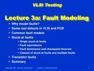 VLSI Testing Lecture 3a: Fault Modeling