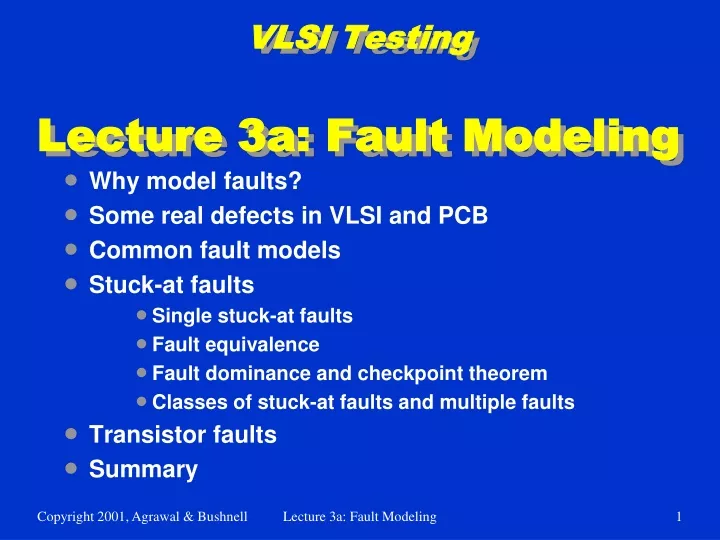 vlsi testing lecture 3a fault modeling