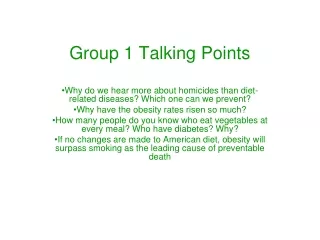 Group 1 Talking Points