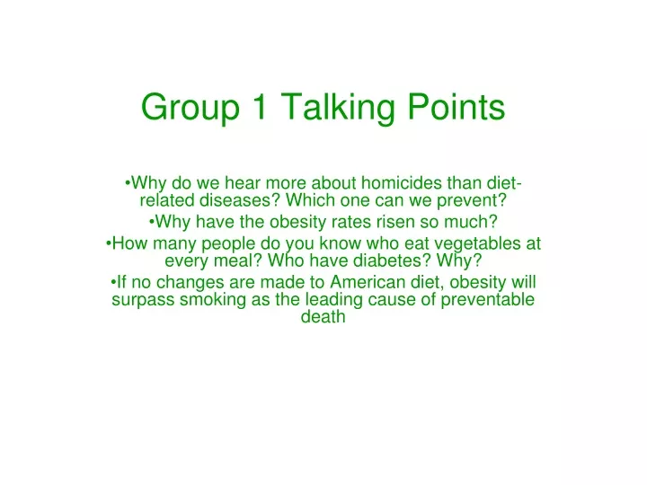 group 1 talking points