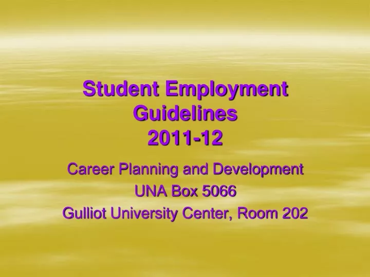 student employment guidelines 2011 12