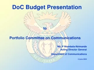 DoC Budget Presentation