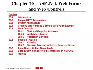 Chapter 20 – ASP .Net, Web Forms and Web Controls
