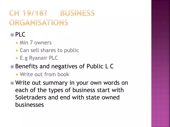 ch 19 18 business organisations