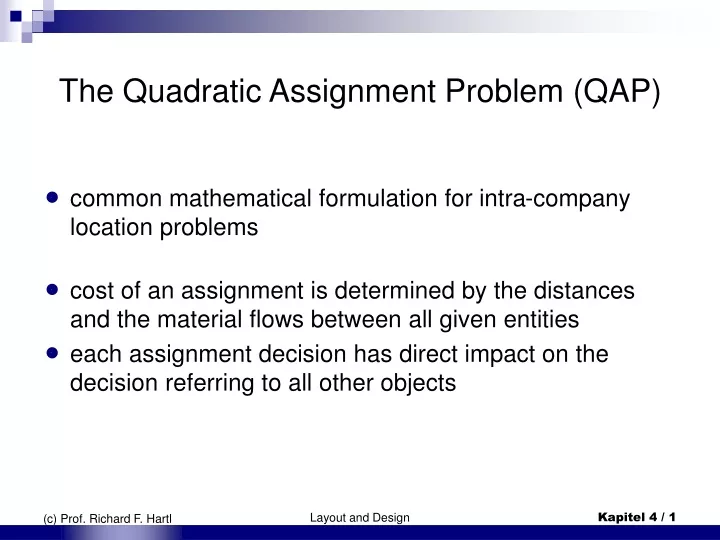 the quadratic assignment problem qap