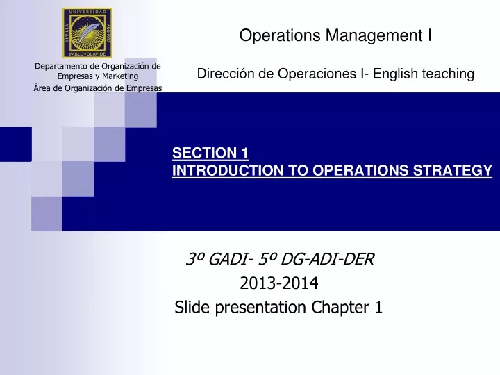 section 1 introduction to operations strategy