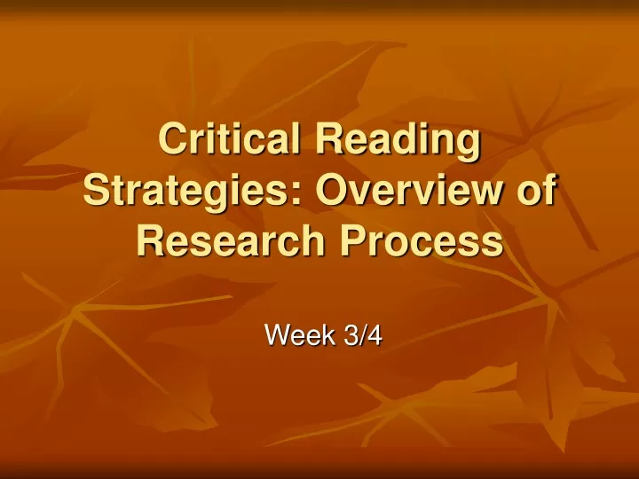critical reading strategies overview of research process