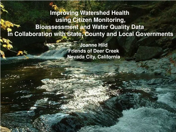 improving watershed health using citizen