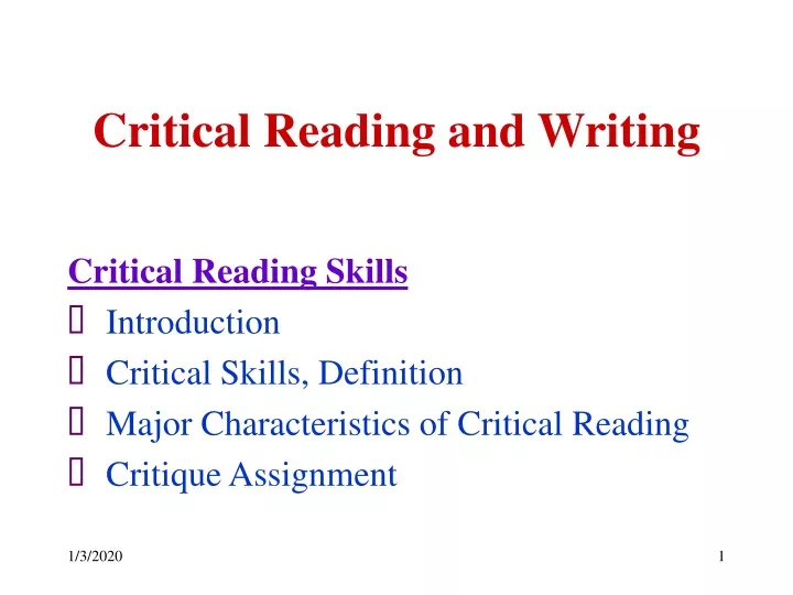 critical reading and writing
