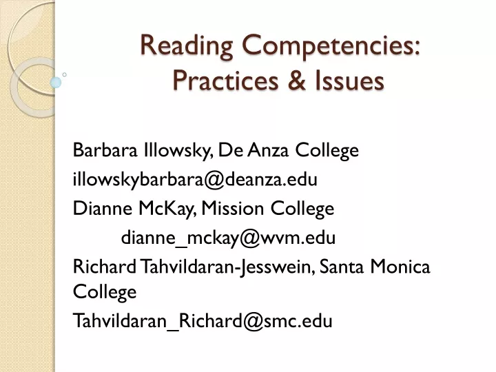 reading competencies practices issues