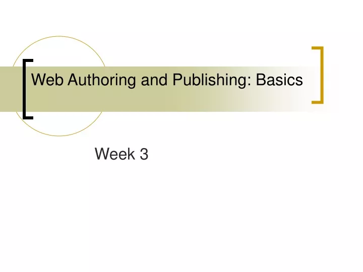 web authoring and publishing basics