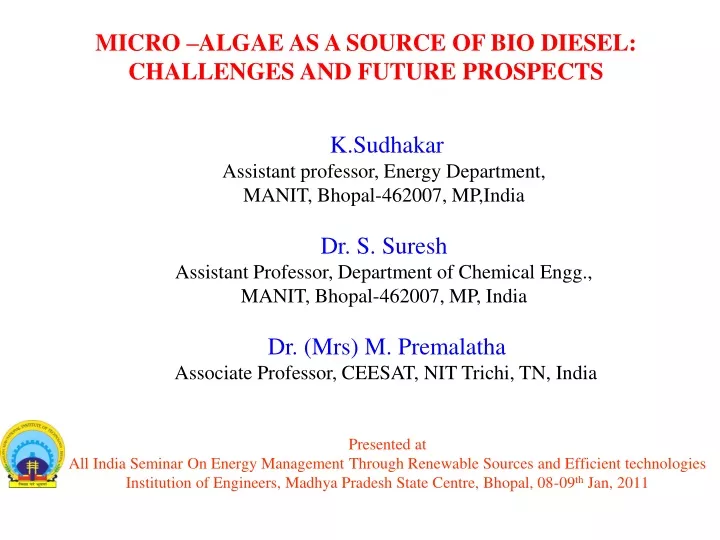 presented at all india seminar on energy