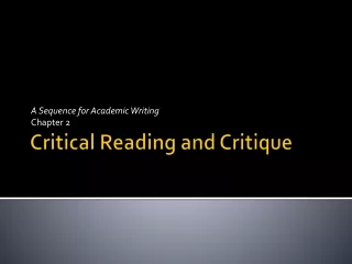 Critical Reading and Critique