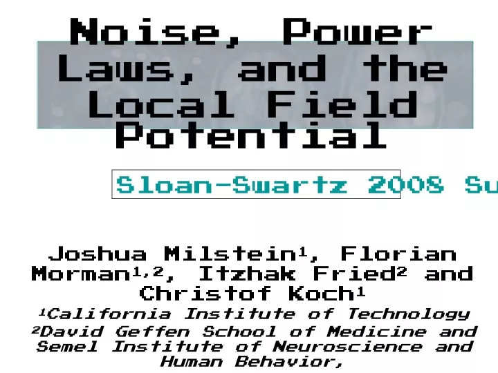 noise power laws and the local field potential