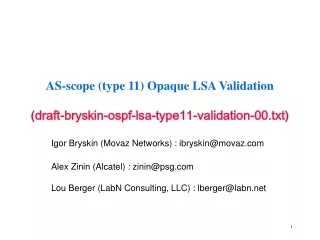 AS-scope (type 11) Opaque LSA Validation ( draft-bryskin-ospf-lsa-type11-validation-00.txt )