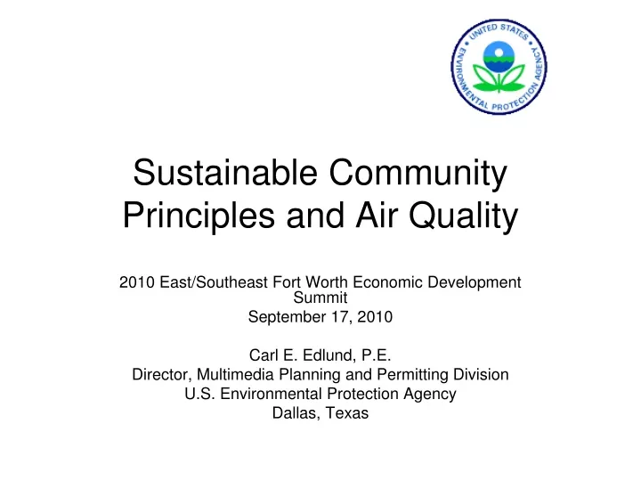 sustainable community principles and air quality