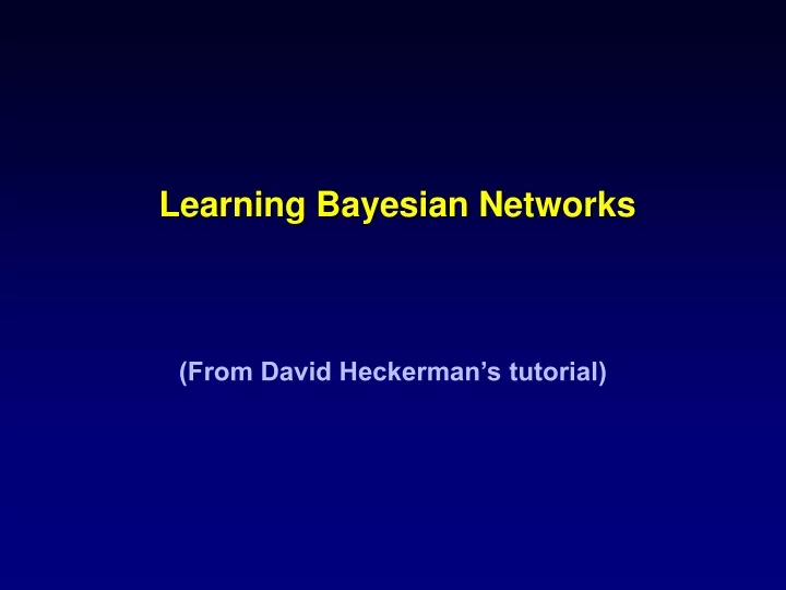 learning bayesian networks