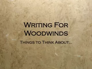 Writing For Woodwinds