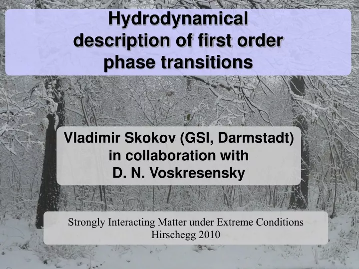 hydrodynamical description of first order phase