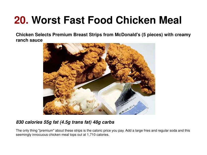 20 worst fast food chicken meal