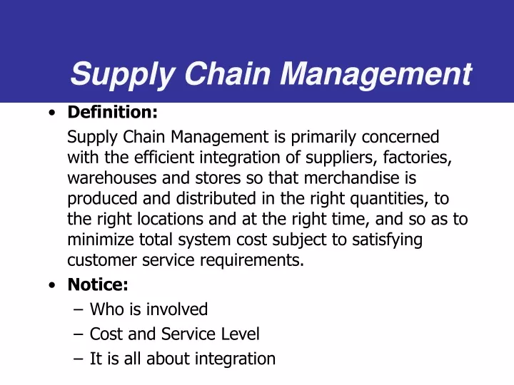 supply chain management