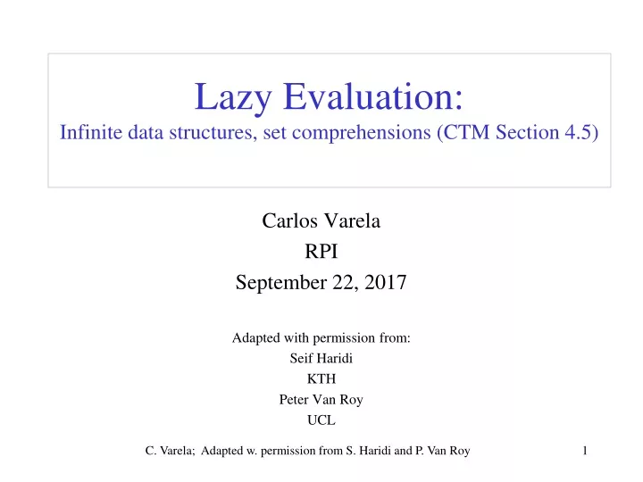 lazy evaluation infinite data structures set comprehensions ctm section 4 5