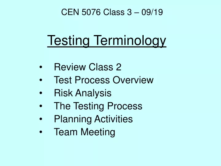 testing terminology