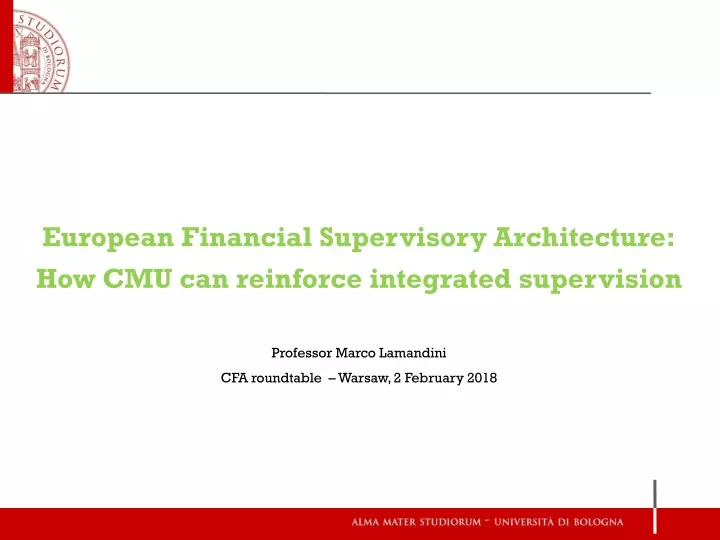 european financial supervisory architecture