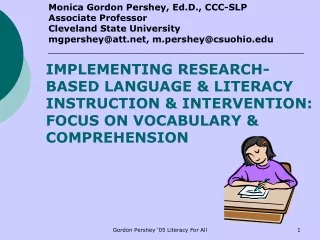 IMPLEMENTING RESEARCH-BASED LANGUAGE &amp; LITERACY  INSTRUCTION &amp; INTERVENTION: