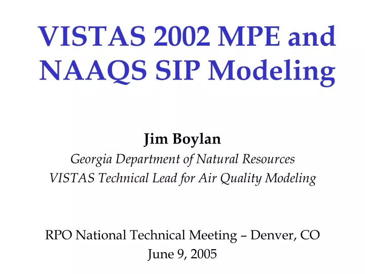 vistas 2002 mpe and naaqs sip modeling