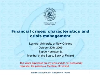Financial crises: characteristics and crisis management