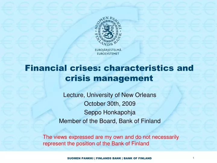 financial crises characteristics and crisis management