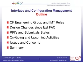 Interface and Configuration Management  Outline