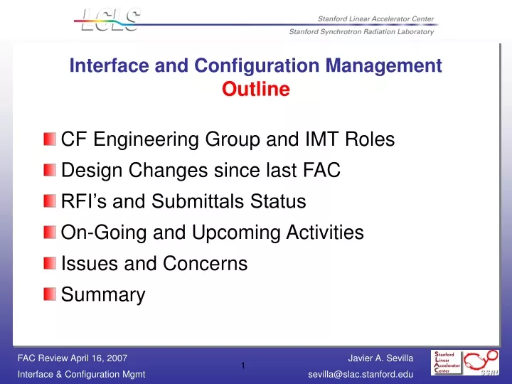 interface and configuration management outline
