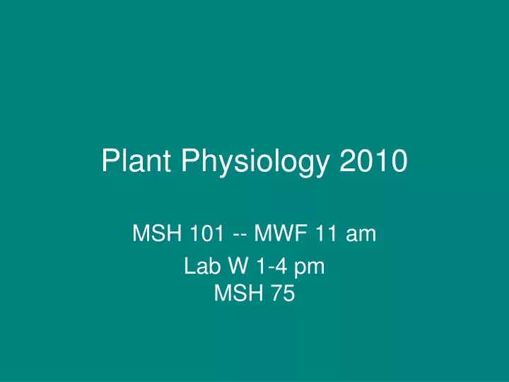 plant physiology 2010