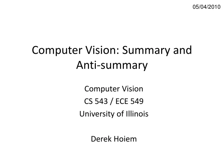 computer vision summary and anti summary
