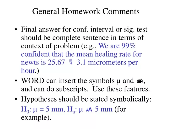 general homework comments