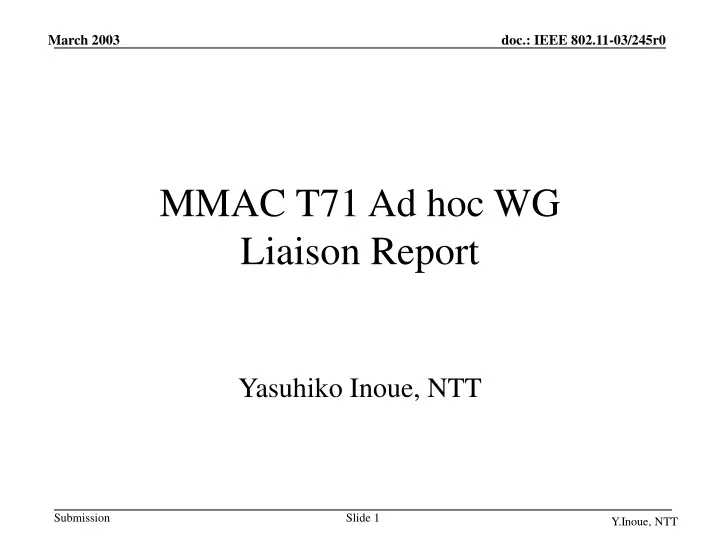 mmac t71 ad hoc wg liaison report