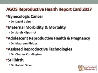 AGOS Reproductive Health Report Card 2017